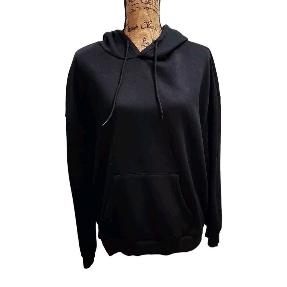 SHEIN Black Hoodie Sweatshirt Pullover Drawstring Casual XL US 12